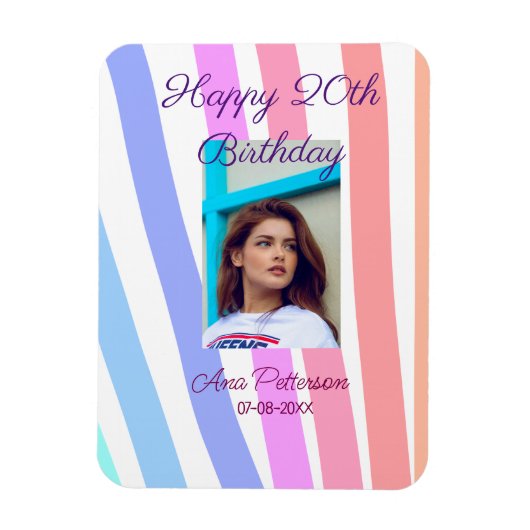 Alles Gute zum 20. Geburtstag Regenbogen rustikale Magnet (Vertikal)