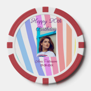 Alles Gute zum 20. Geburtstag Regenbogen rustikale Pokerchips