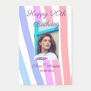 Alles Gute zum 20. Geburtstag Regenbogen rustikale Post-it Klebezettel