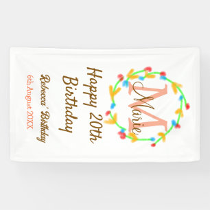 Alles Gute zum 20. Geburtstag roter Namensmonogram Banner