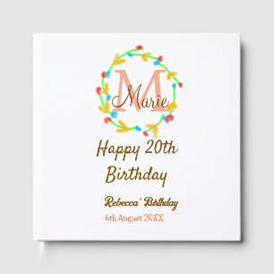 Alles Gute zum 20. Geburtstag roter Namensmonogram Gästebuch