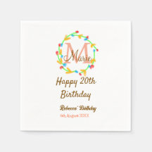 Alles Gute zum 20. Geburtstag roter Namensmonogram