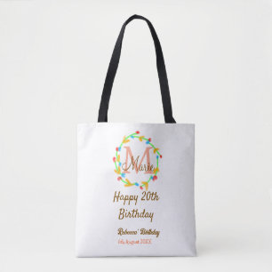 Alles Gute zum 20. Geburtstag roter Namensmonogram Tasche