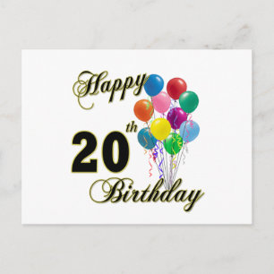 Alles Gute zum 20. Geburtstag und Geburtstagskleid Postkarte