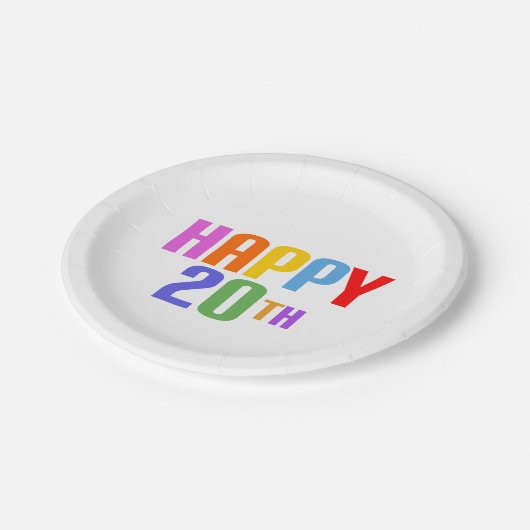 Alles Gute zum 20. Pappteller (Schrägansicht)