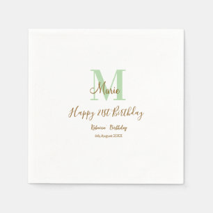 Alles Gute zum 21. Geburtstag grün Name Monogramm  Serviette