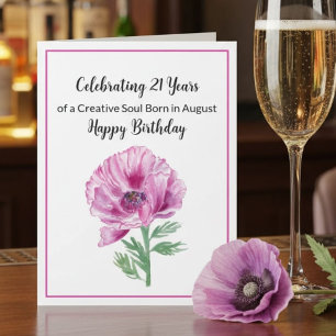 Alles Gute zum 21. Geburtstag Purple Poppy Karte
