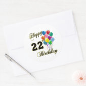 Alles Gute zum 22. Geburtstag mit Balloons Runder Aufkleber (Umschlag)