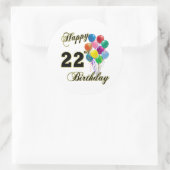 Alles Gute zum 22. Geburtstag mit Balloons Runder Aufkleber (Tasche)