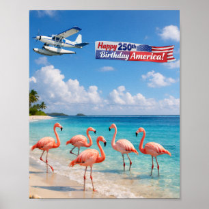 Alles Gute zum 250. Geburtstag Amerika Flamingos a Poster