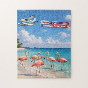 Alles Gute zum 250. Geburtstag Amerika Flamingos a Puzzle