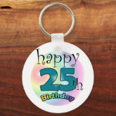 Alles Gute zum 25. Geburtstag (blauw) Schlüsselanhänger (Vorderseite)