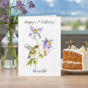 Alles Gute zum 25. Geburtstag Columbine mit Kolibr Karte