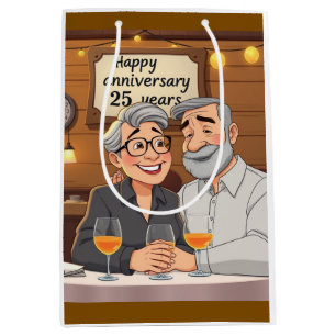 Alles Gute zum 25. Jahrestag Mittlere Geschenktüte