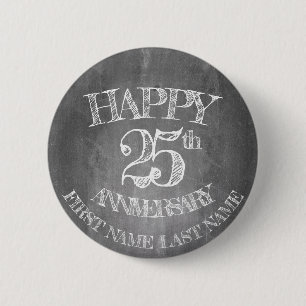 Alles Gute zum 25. Jubiläum auf Kreidebrett Button