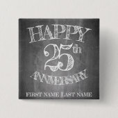 Alles Gute zum 25. Jubiläum auf Kreidebrett Button (Vorderseite)