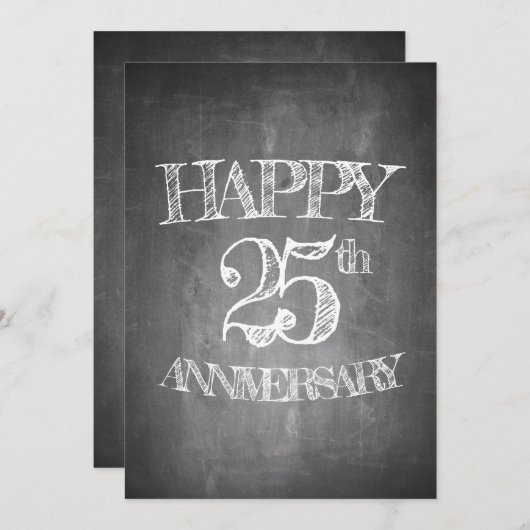 Alles Gute zum 25. Jubiläum auf Kreidebrett Einladung (Vorne/Hinten)