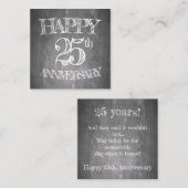 Alles Gute zum 25. Jubiläum auf Kreidebrett Mitteilungskarte (Vorne/Hinten)