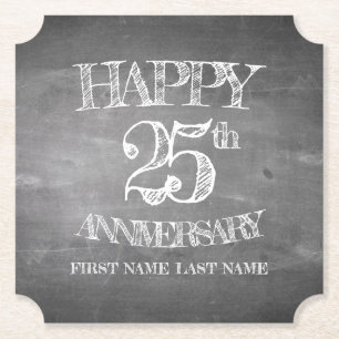 Alles Gute zum 25. Jubiläum auf Kreidebrett Untersetzer