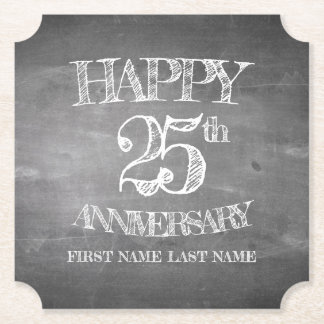 Alles Gute zum 25. Jubiläum auf Kreidebrett Untersetzer