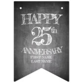 Alles Gute zum 25. Jubiläum auf Kreidebrett Wimpelkette (Zweite Fahne)