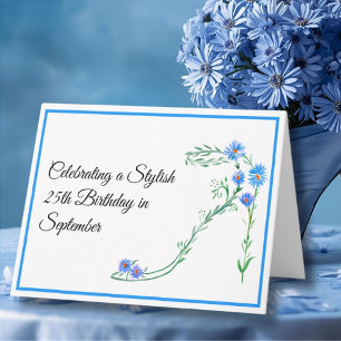 Alles Gute zum 25. September Geburtstag Blaue Aste Karte