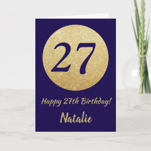 Alles Gute zum 27. Geburtstag Navy Blau und Gold G Karte