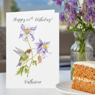 Alles Gute zum 28. Geburtstag Columbine mit Hummin Karte