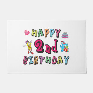 Alles Gute zum 2. Geburtstag. 2 Jahre b-Tag. Fußmatte