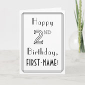 Alles Gute zum 2. Geburtstag, Art-Déco-Stil mit In Karte (Vorderseite)