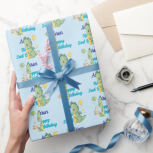 Alles Gute zum 2. Geburtstag, Drache, Junge, Perso Geschenkpapier