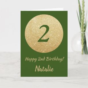 Alles Gute zum 2. Geburtstag Grußkarte mit grünem Karte
