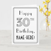 Alles Gute zum 30. Geburtstag, Art-Déco Stil mit I Karte (Gelbe Blume)