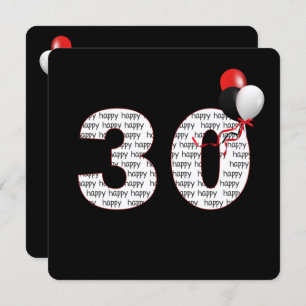 Alles Gute zum 30. Geburtstag auf schwarze Einladu Einladung