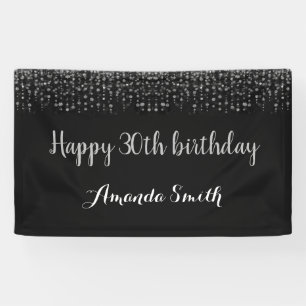 Alles Gute zum 30. Geburtstag! Black Silver Glitze Banner