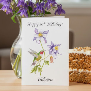 Alles Gute zum 30. Geburtstag Columbine mit Kolibr Karte