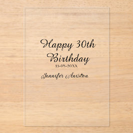 Alles Gute zum 30. Geburtstag hinzufügen Name Datu Acryleinladungen