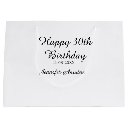 Alles Gute zum 30. Geburtstag hinzufügen Name Datu Große Geschenktüte (Vorderseite)