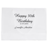 Alles Gute zum 30. Geburtstag hinzufügen Name Datu Große Geschenktüte (Rückseite)