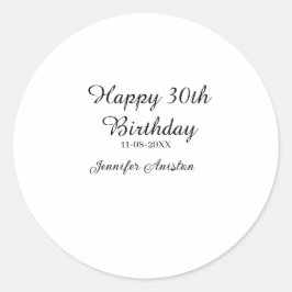 Alles Gute zum 30. Geburtstag hinzufügen Name Datu Runder Aufkleber