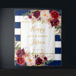 Alles Gute zum 30. Geburtstag, Navy Blue White Wandteppich<br><div class="desc">Elegante Tapisserien mit Blumen und cremefarbenen Blume,  die auf den weißen und marineblauen Streifen liegen. Diese Fotokabine eignet sich hervorragend für Geburtstagsfeiern,  Brautpartys,  Babyduschen und vieles mehr.</div>