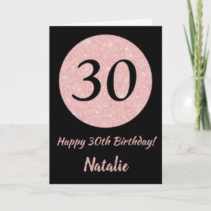 Alles Gute zum 30. Geburtstag Schwarz und Rose Pin Karte