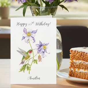 Alles Gute zum 33. Geburtstag Columbine mit Kolibr Karte