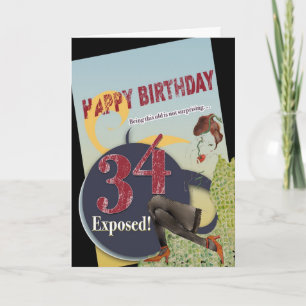 Alles Gute zum 34. Geburtstag abgetragenes, vintag Karte