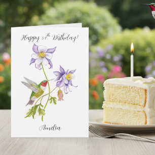 Alles Gute zum 34. Geburtstag Columbine mit Kolibr Karte