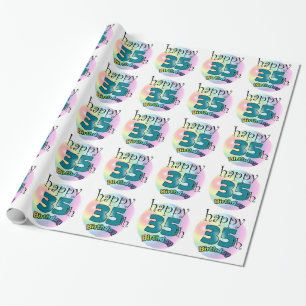 Alles Gute zum 35. Geburtstag (blauw) Geschenkpapier
