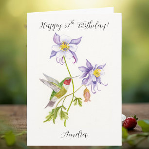 Alles Gute zum 37. Geburtstag Columbine mit Kolibr Karte
