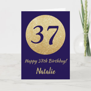 Alles Gute zum 37. Geburtstag Navy Blau und Gold G Karte