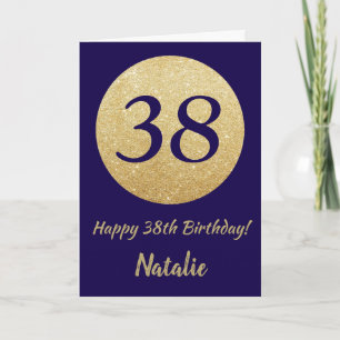 Alles Gute zum 38. Geburtstag Navy Blau und Gold G Karte