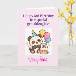 Alles Gute zum 3. Geburtstag Enkelin, Panda Bär Karte